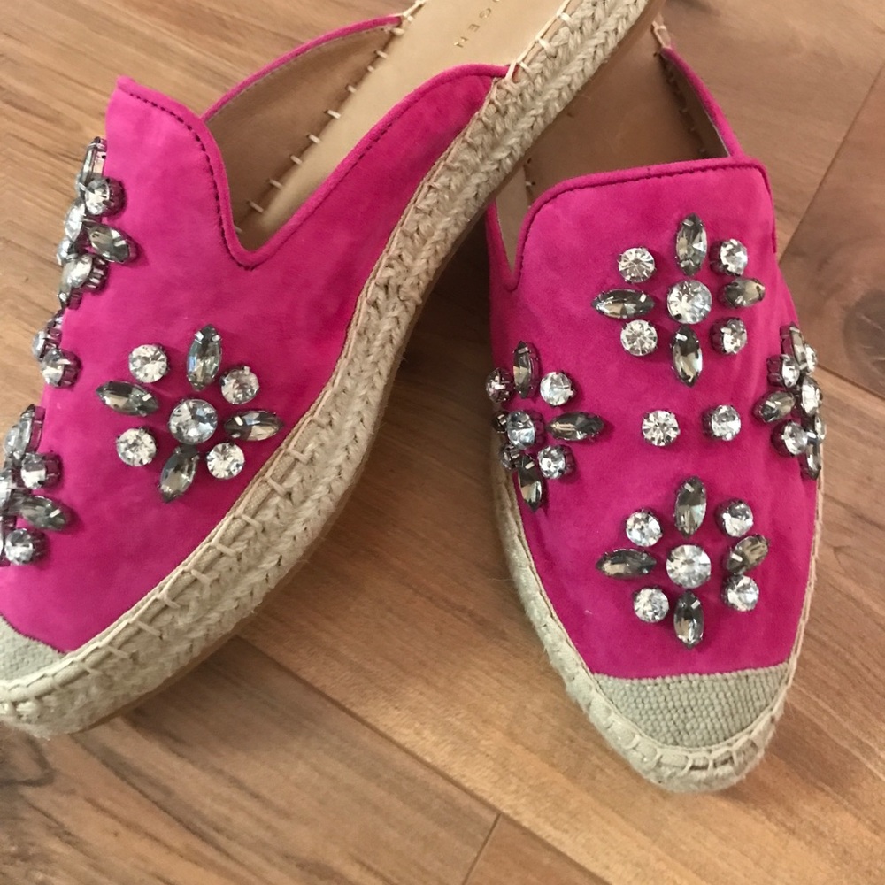 New Pink with flowered rhinestone slip on Sandals